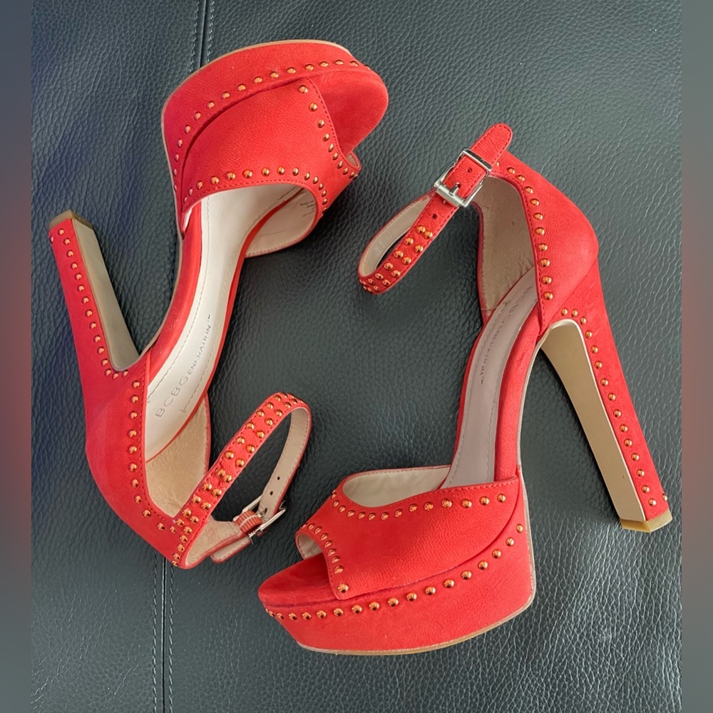 Bcbg Generation Platform Ankle Strap Studded Sand… - image 3